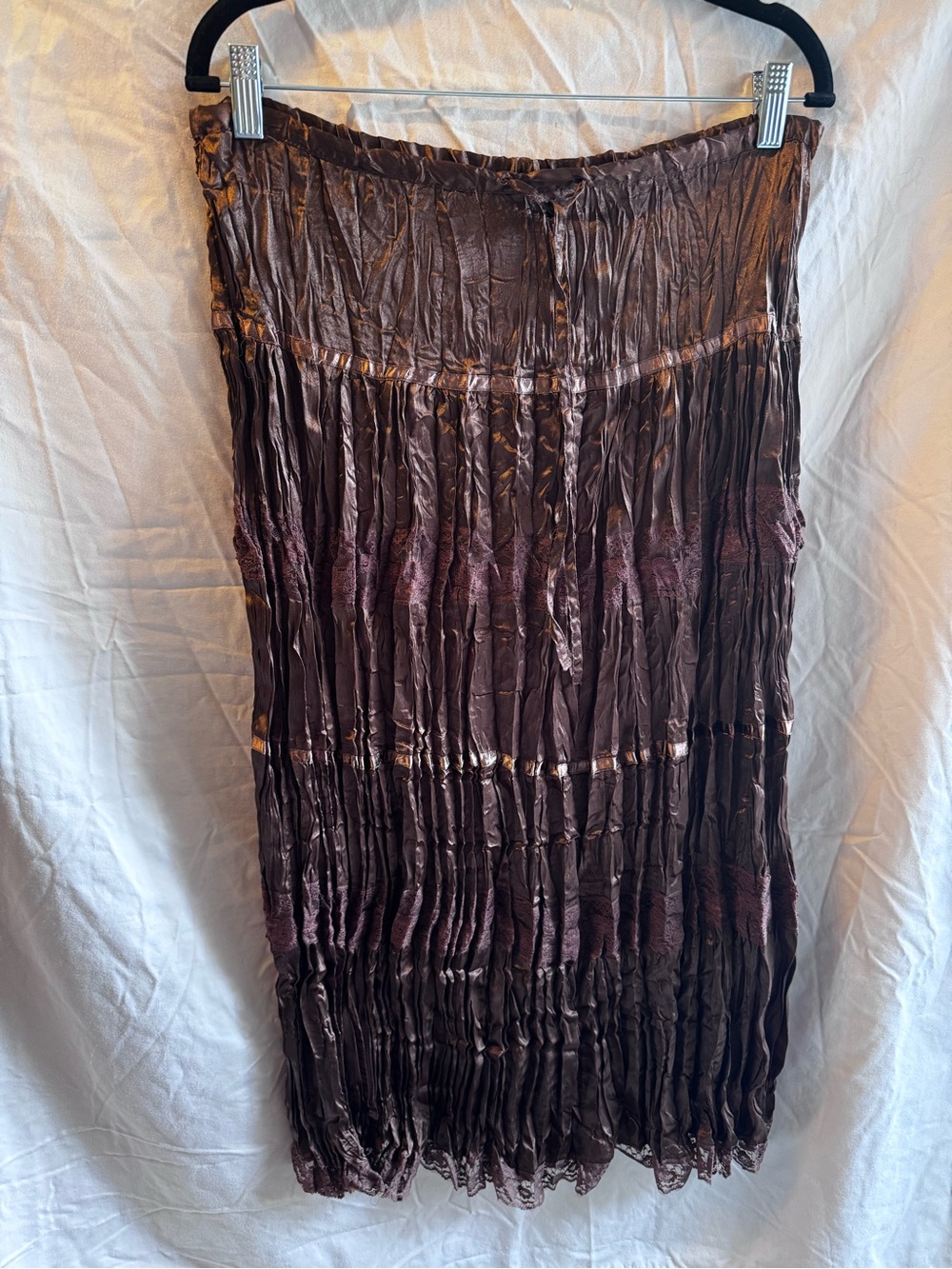 FANG Brown Crinkle Maxi Skirt
